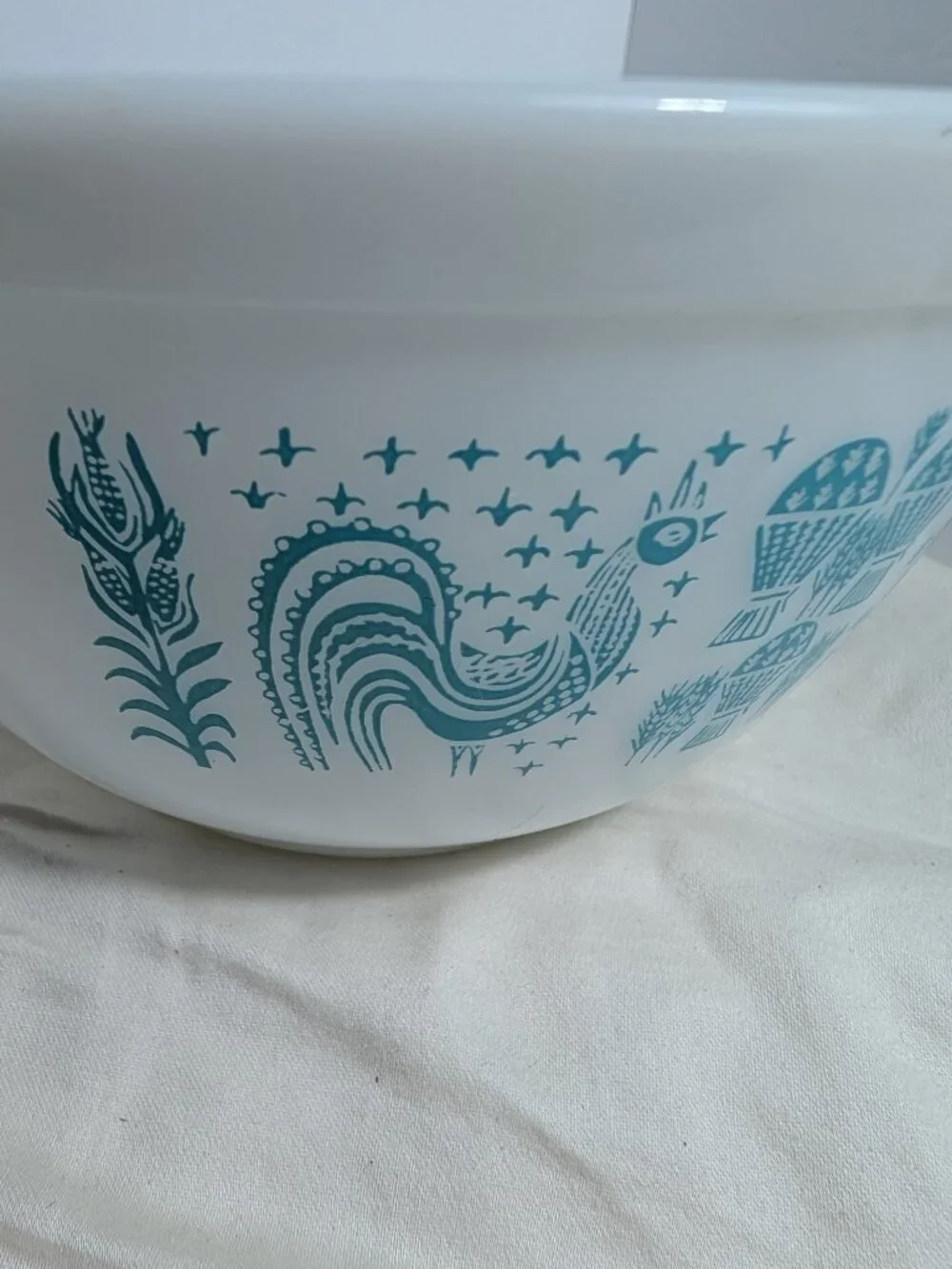 Vintage Pyrex Amish Butterprint 1.5 QT Mixing Bowl #402 Turquoise White